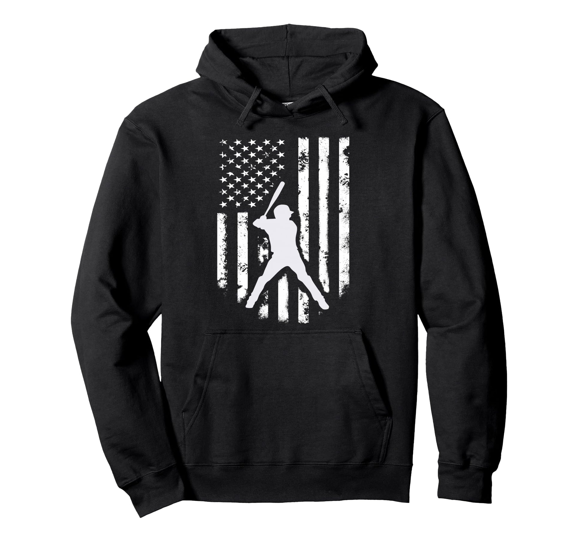 American Usa Flag Baseball Distressed Hooded Hoodie - Graphic Print Unisex - T-Shirt, Sweatshirt, Hoodie