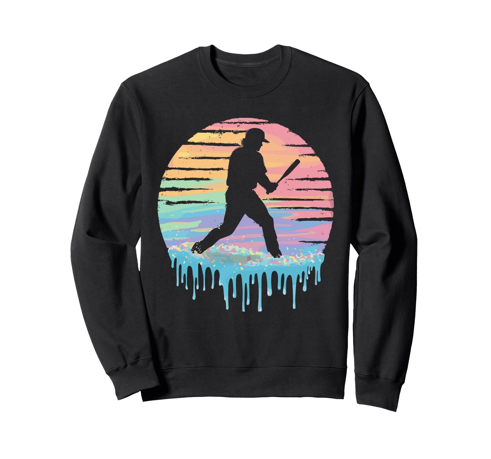 Sunset Baseball Ice Cream Dripping Sweatshirt - Unique Graphic Men Women - T-Shirt, Sweatshirt, Hoodie