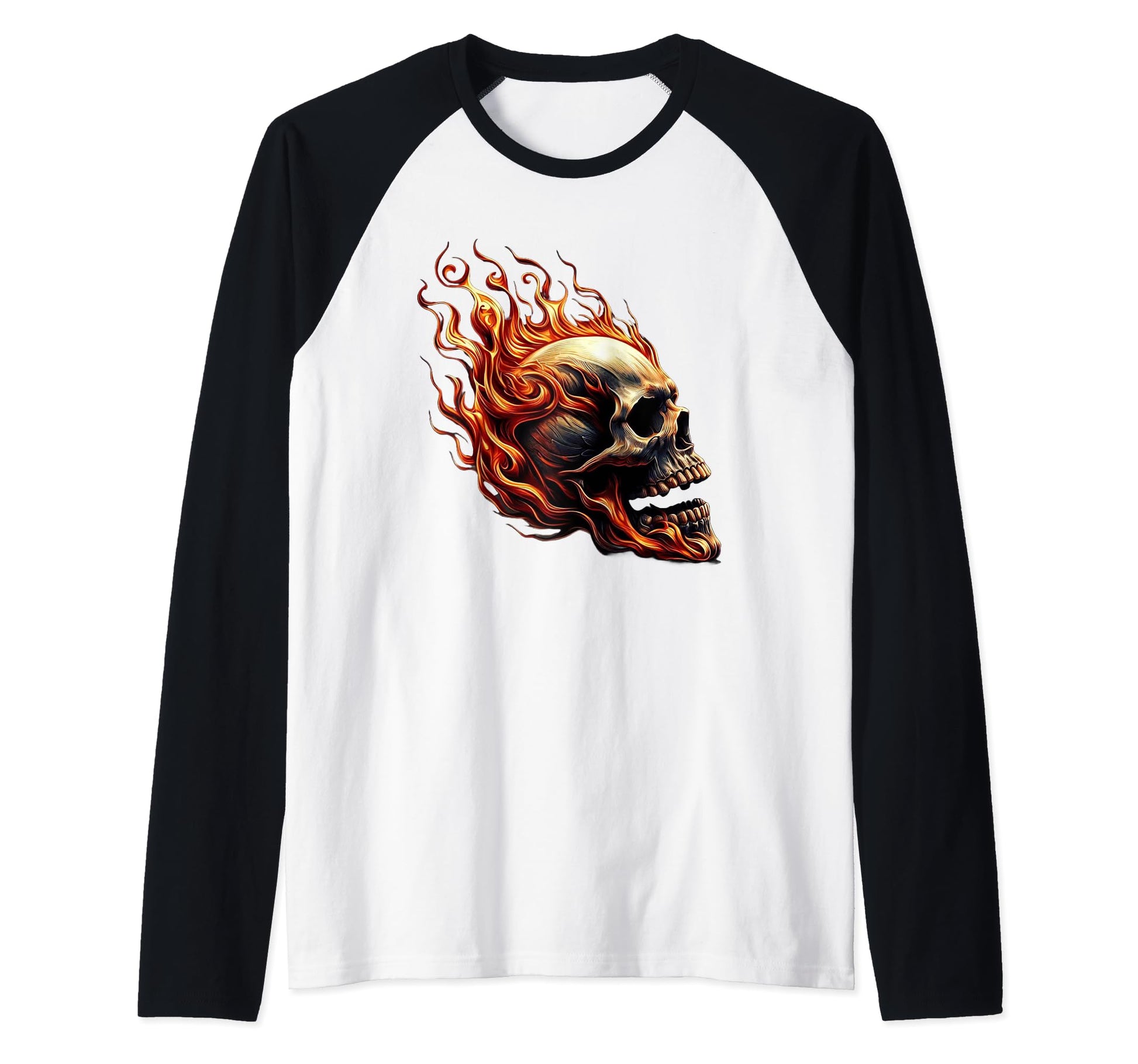 Skull Fire Engulfed Flames Horror Sweatshirt - Minimalist Print Men Women - T-Shirt, Sweatshirt, Hoodie