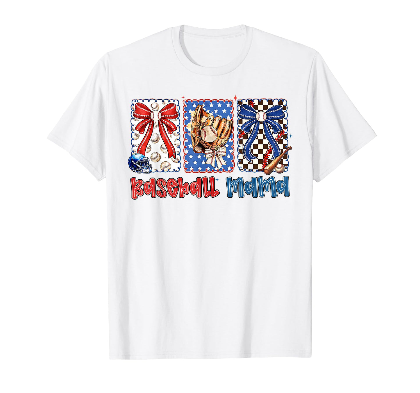 Baseball Mama Bow Sports Game Day Baseball T-Shirt - Graphic Print Unisex - T-Shirt, Sweatshirt, Hoodie