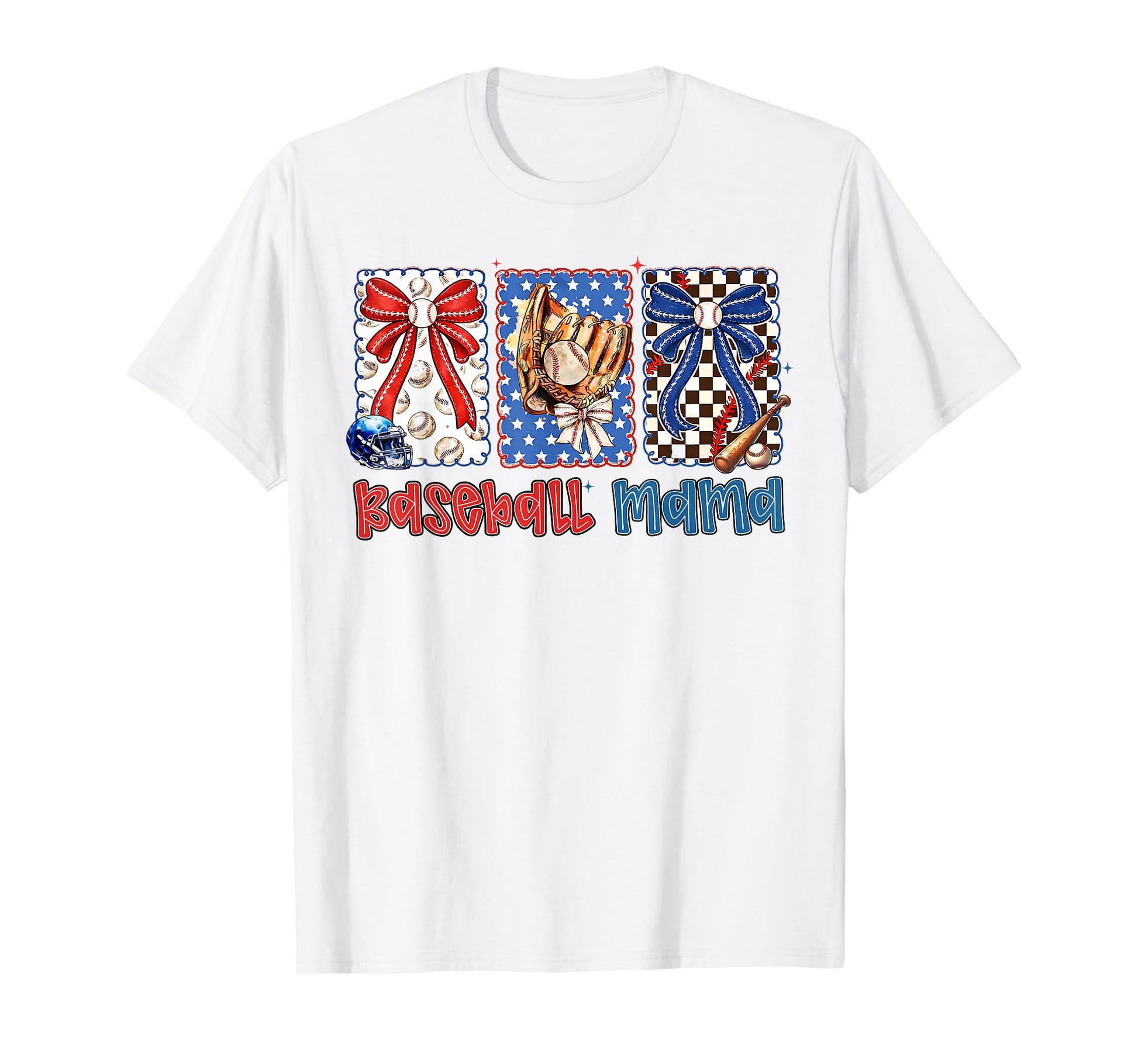Baseball Mama Bow Sports Game Day Baseball T-Shirt - Graphic Print Unisex - T-Shirt, Sweatshirt, Hoodie