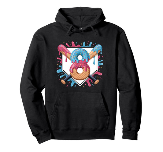 Baseball 8 Year Old Ice Cream Drip 8Th Hoodie - Trendy Graphic Unisex - T-Shirt, Sweatshirt, Hoodie