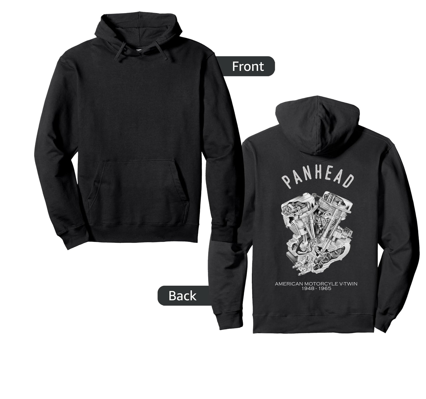 Panhead Motorcycle V Twin Engine Hoodie - Aesthetic Graphic Men Women - T-Shirt, Sweatshirt, Hoodie