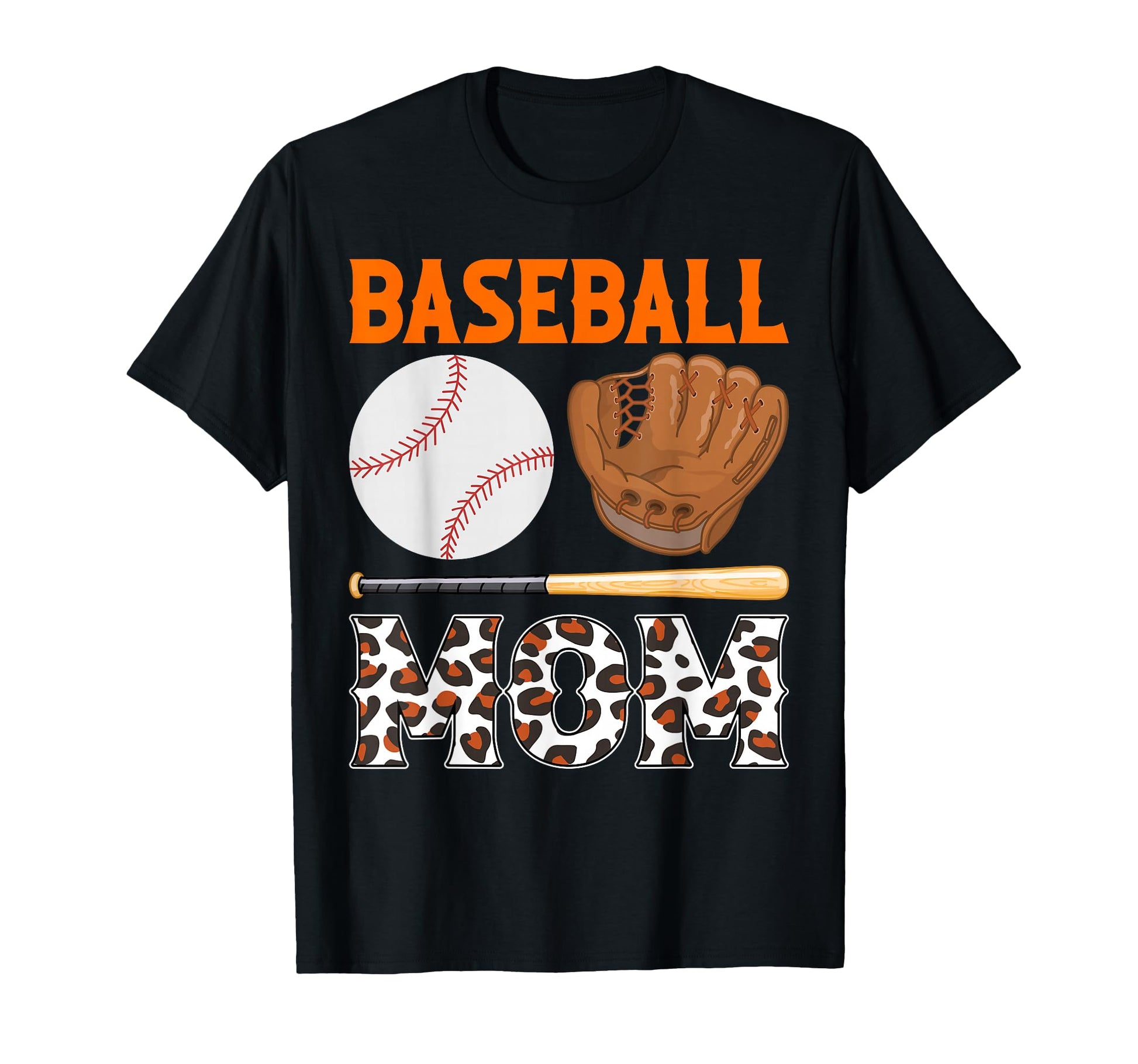 Baseball Mom Orange Leopard Baseball T-Shirt - Aesthetic Graphic Men Women - T-Shirt, Sweatshirt, Hoodie