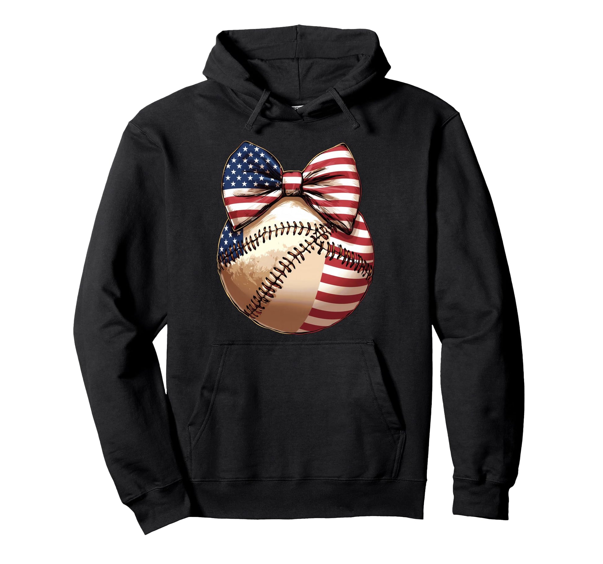 American Flag Baseball Bow Usa Flag Hoodie - Unique Graphic for Adults - T-Shirt, Sweatshirt, Hoodie