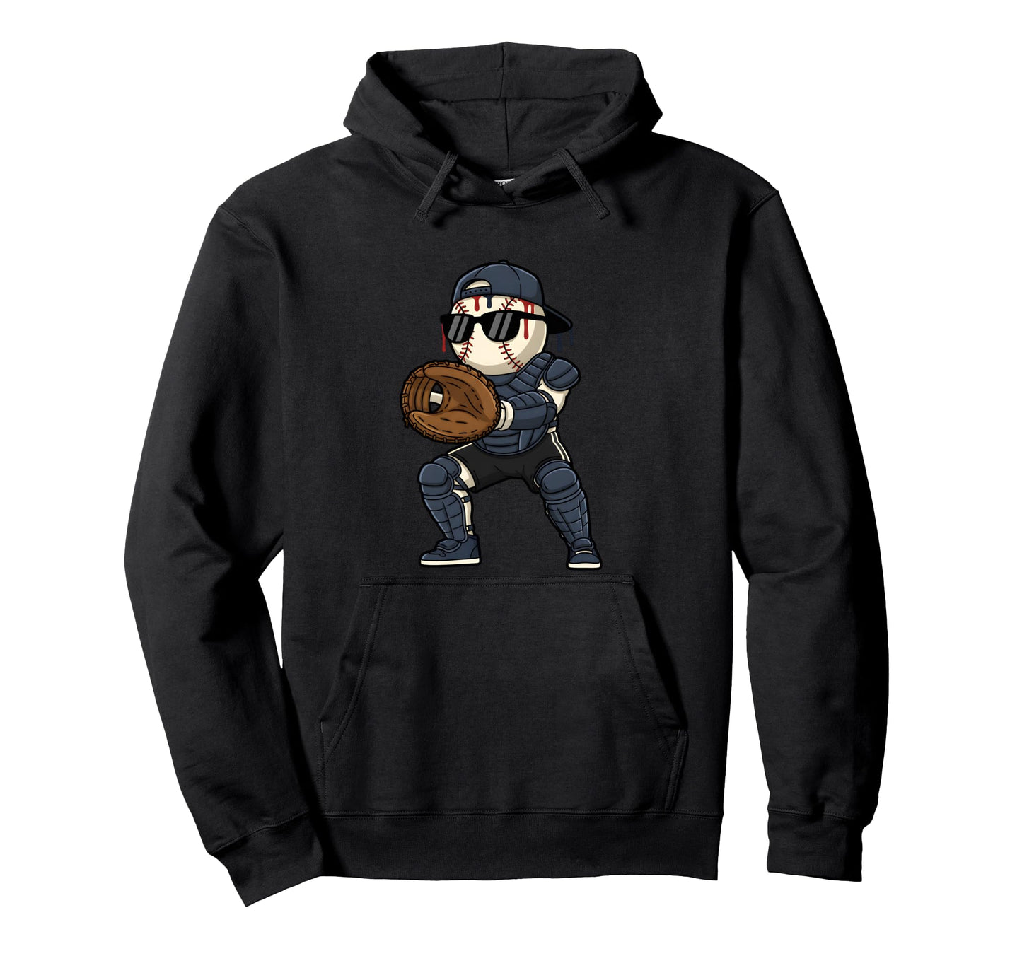 Baseball Catcher Horror Skull Player Hoodie - Unique Graphic Unisex - T-Shirt, Sweatshirt, Hoodie