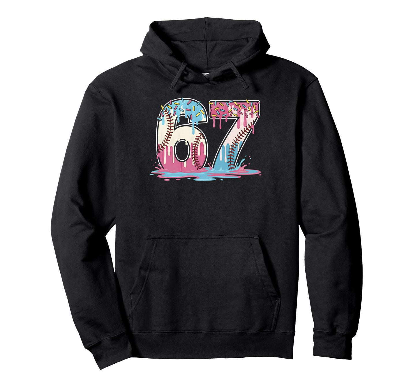 67 Baseball Ice Cream Drip Meme Six Seven Hoodie - Minimalist Print Unisex - T-Shirt, Sweatshirt, Hoodie