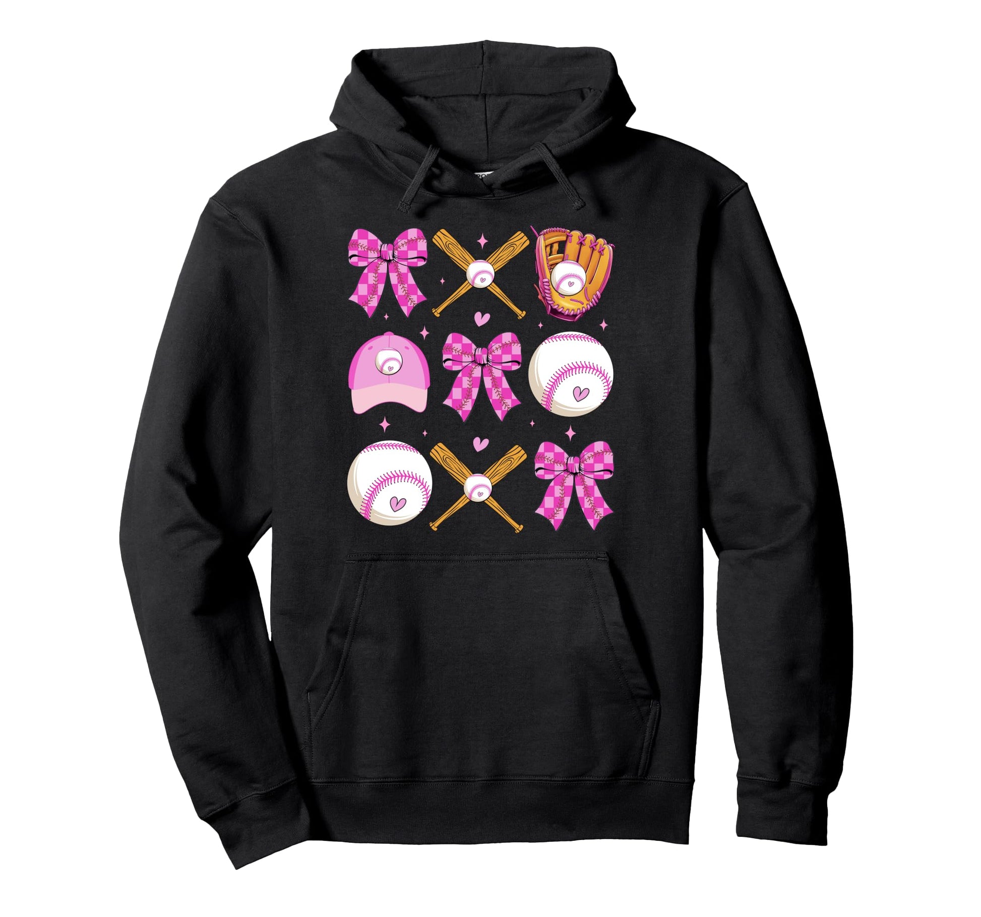 Checkered Mama Bow Baseball Mom Game Hoodie - Aesthetic Graphic Men Women - T-Shirt, Sweatshirt, Hoodie
