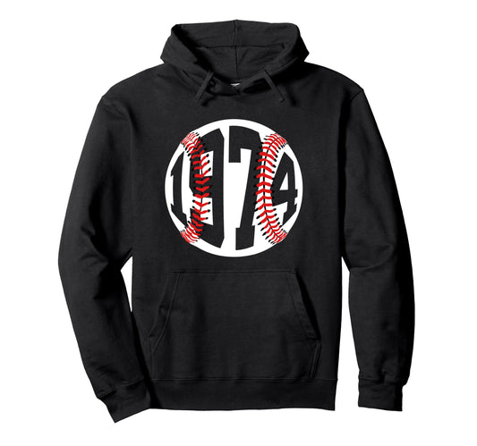 1974 Baseball 51St Birthday Hoodie - Casual Everyday Wear for Adults - T-Shirt, Sweatshirt, Hoodie