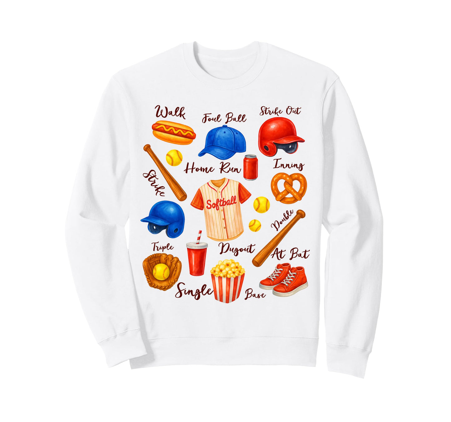 Softball Player Game Day Vibes Sweatshirt - Casual Everyday Wear Unisex - T-Shirt, Sweatshirt, Hoodie