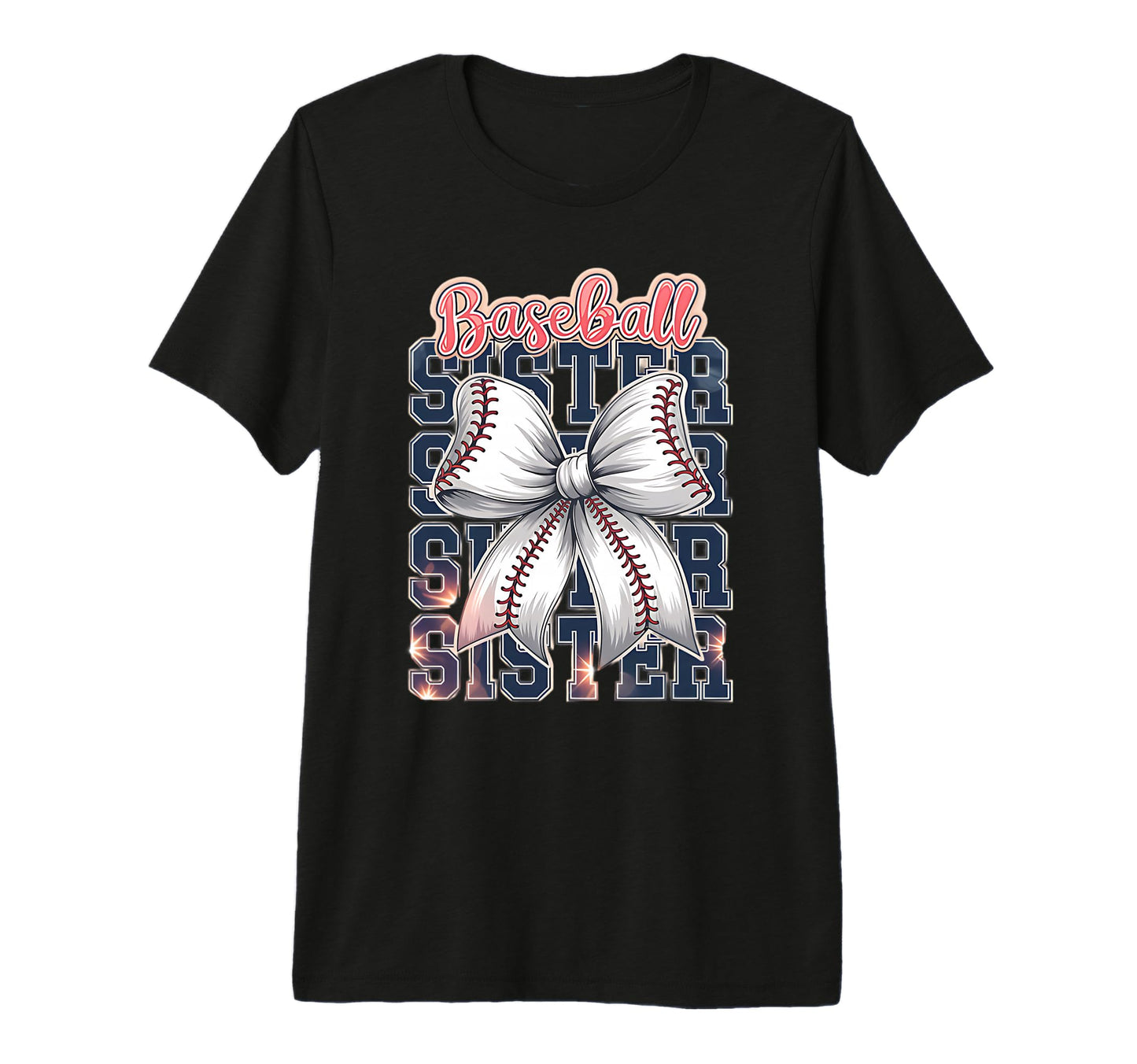 Baseball Sister Coquette Bow Tri Blend T-Shirt - Graphic Print Men Women - T-Shirt, Sweatshirt, Hoodie