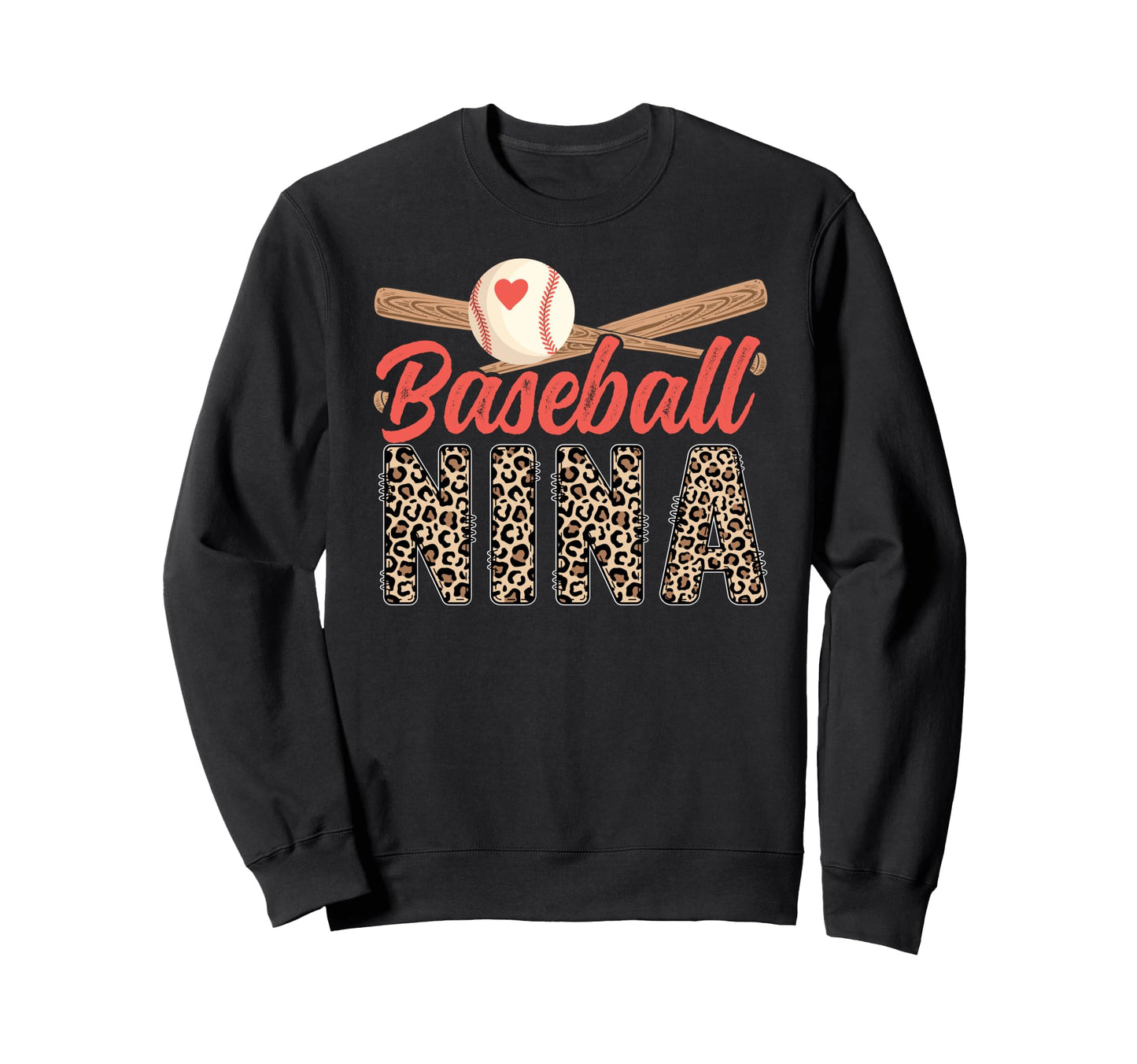 Baseball Nina Leopard Nina Baseball Sweatshirt - Novelty Apparel Men Women - T-Shirt, Sweatshirt, Hoodie