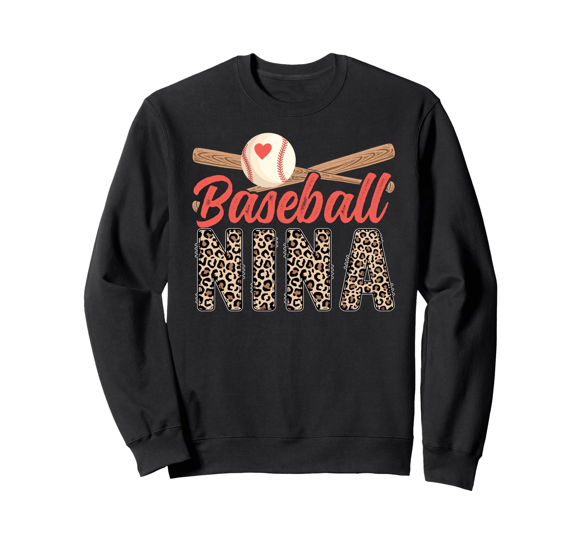 Baseball Nina Leopard Nina Baseball Sweatshirt - Novelty Apparel Men Women - T-Shirt, Sweatshirt, Hoodie