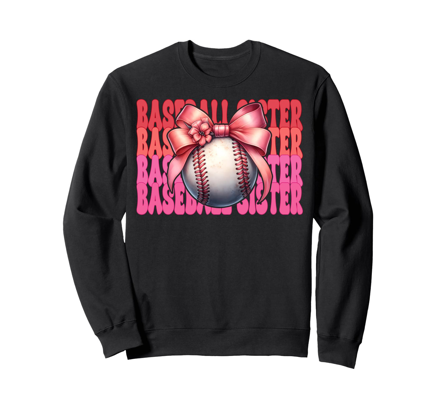 Baseball Sister Baseball Coquette Bow Sweatshirt - Novelty Apparel Unisex - T-Shirt, Sweatshirt, Hoodie