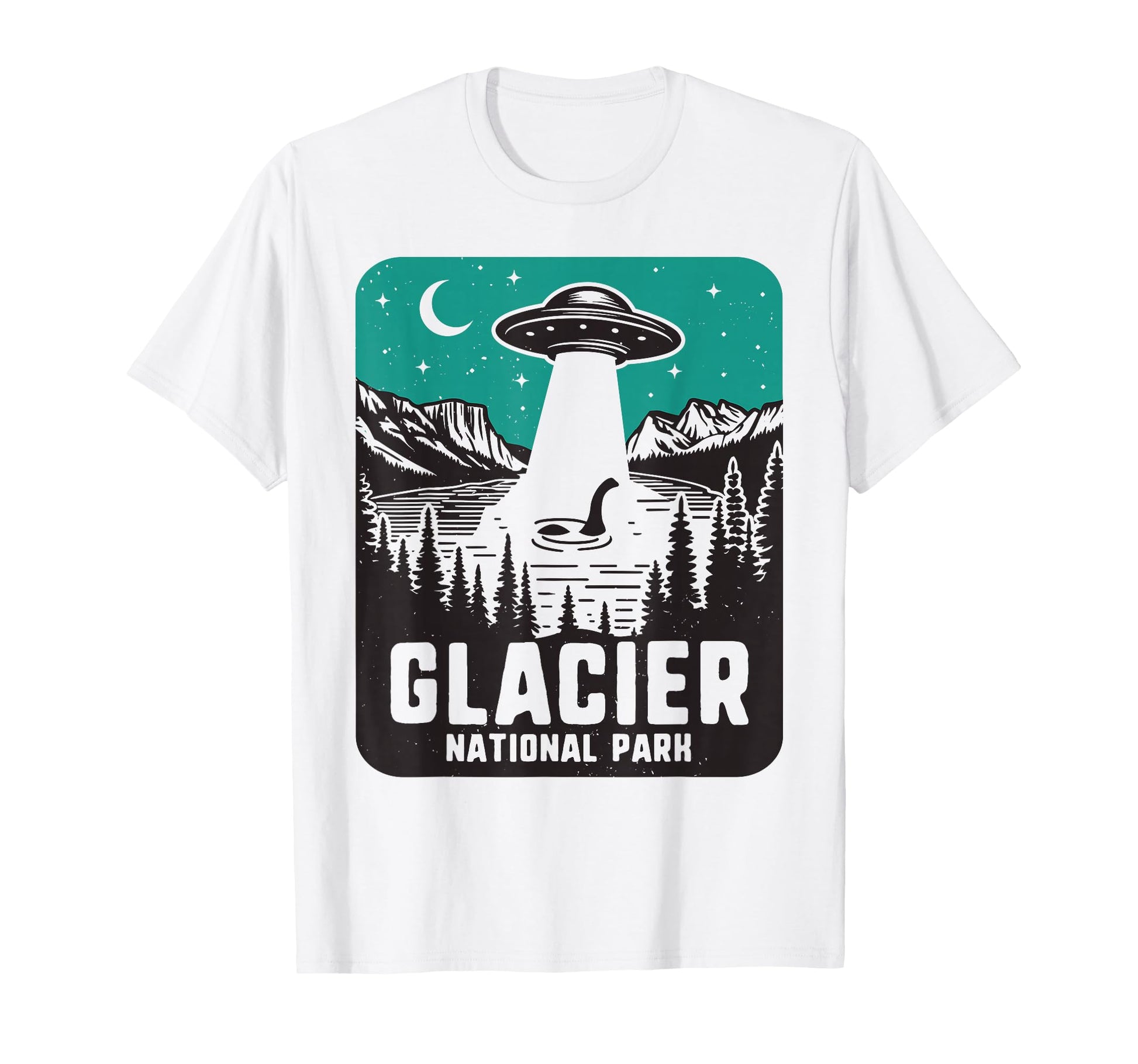 Glacier National Park Montana Ufo T-Shirt - Minimalist Print Men Women - T-Shirt, Sweatshirt, Hoodie