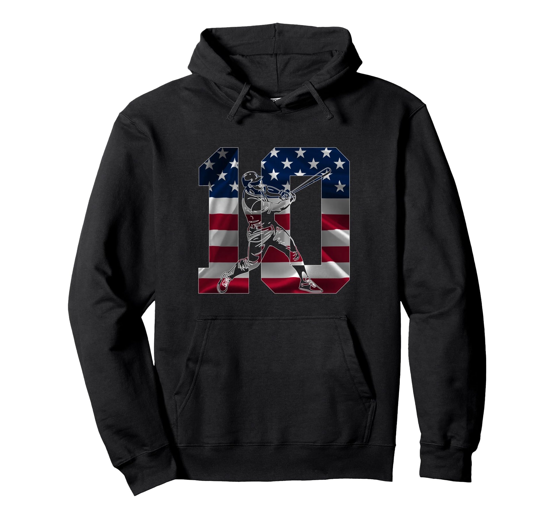Number 10 Years Baseball 10Th Birthday Hoodie - Custom Art Print for Adults - T-Shirt, Sweatshirt, Hoodie