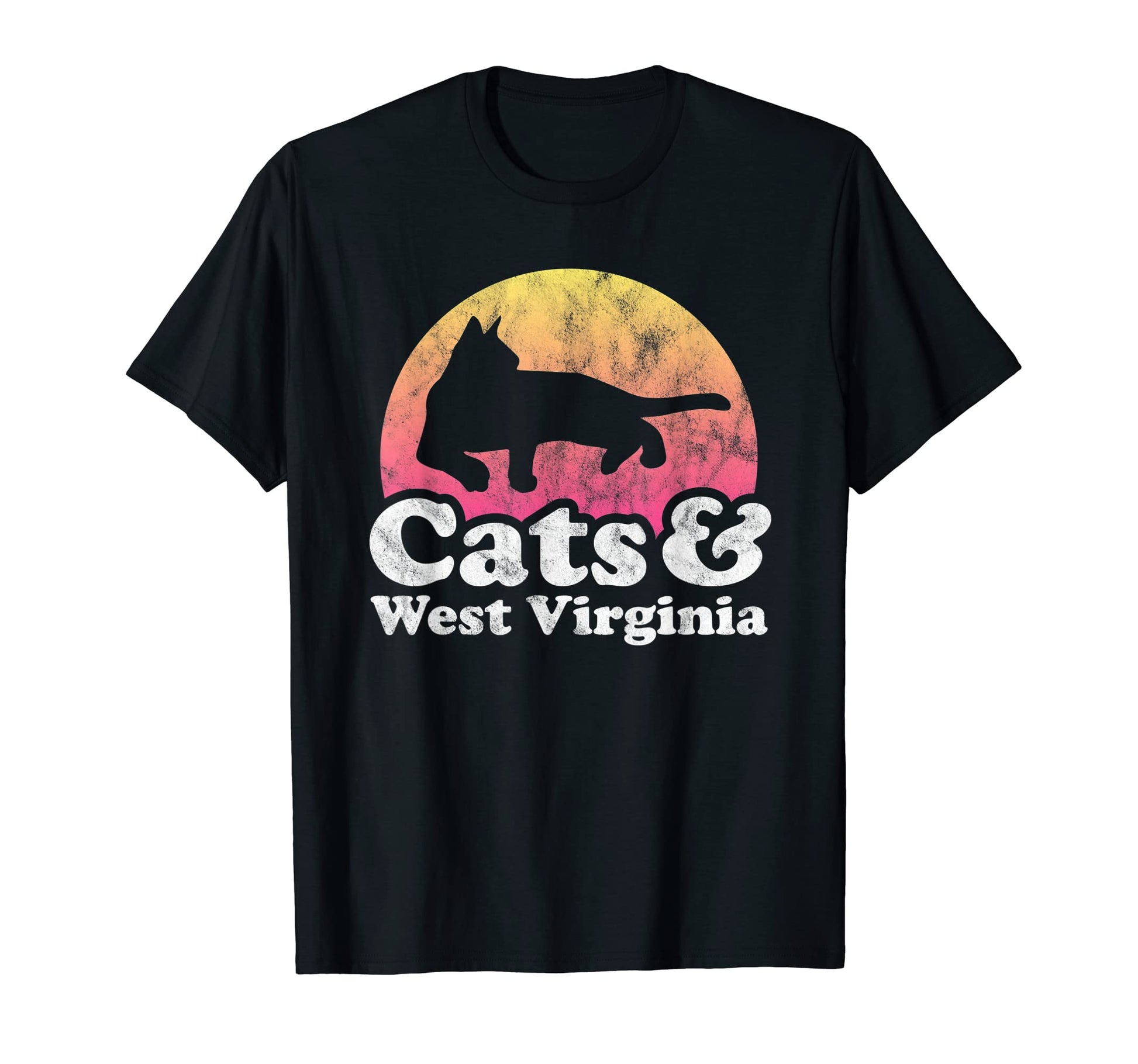 Cats And West Virginia Mens Or Womens Cat T-Shirt - Custom Art Print Unisex - T-Shirt, Sweatshirt, Hoodie