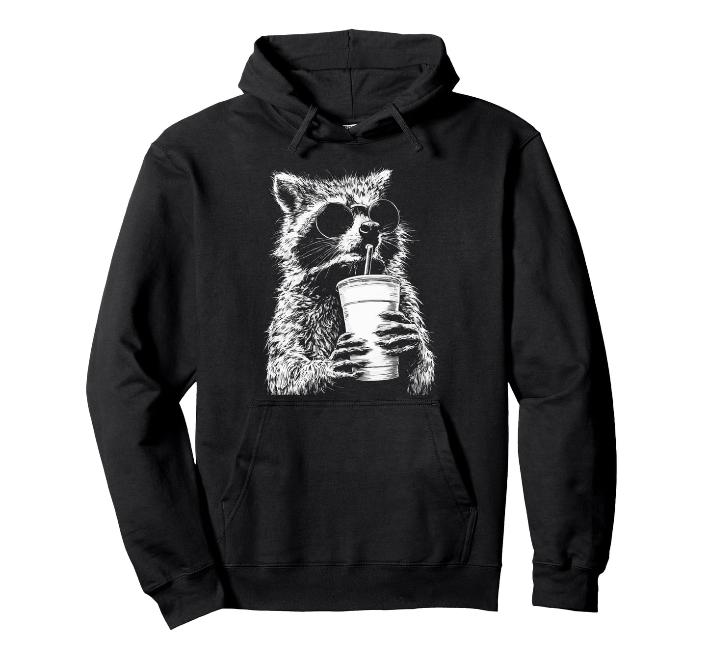 Raccoon Drinking Iced Coffee Hoodie - Casual Everyday Wear for Adults - T-Shirt, Sweatshirt, Hoodie