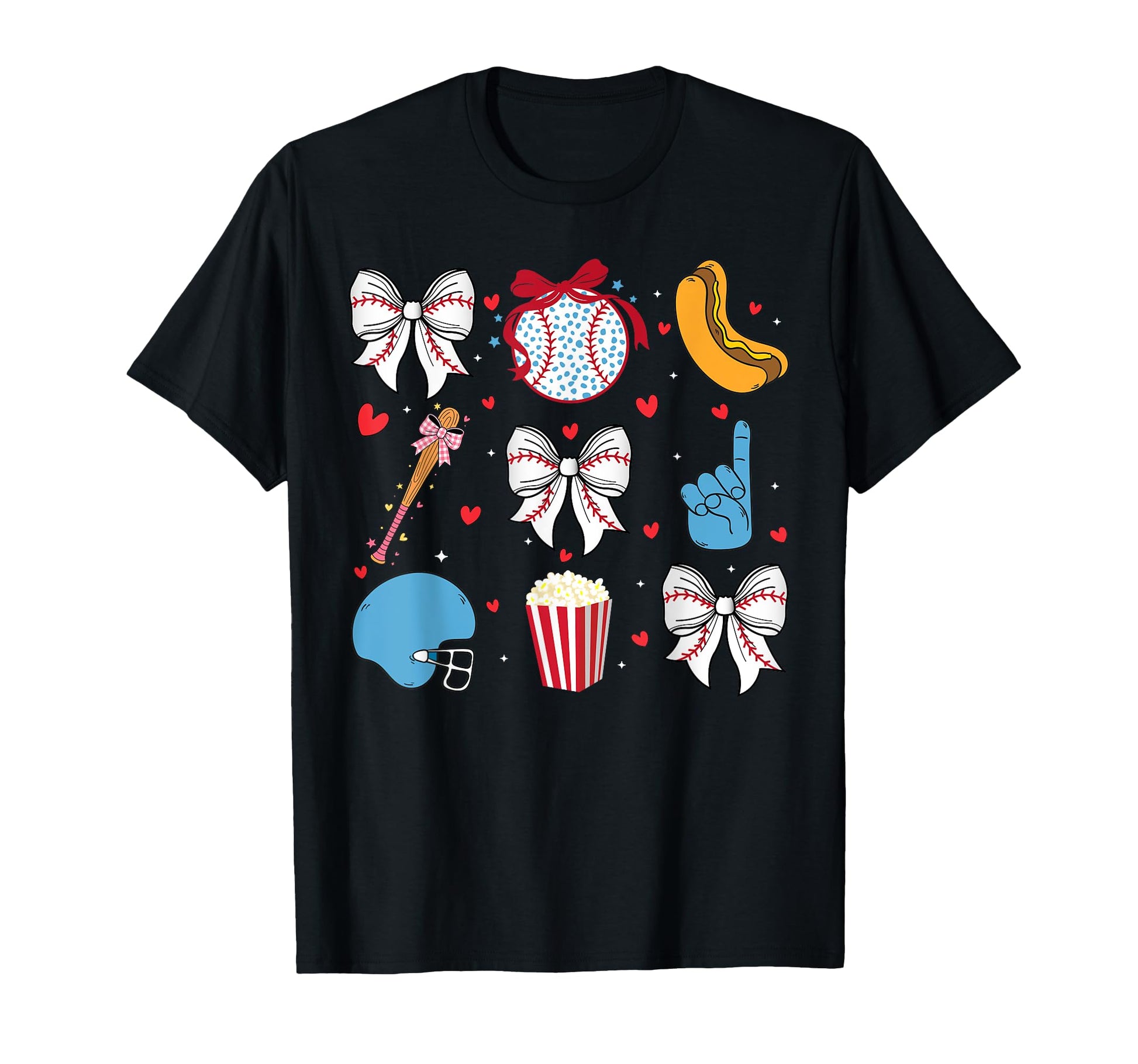 Baseball Coquette Bow Cheer Game Day T-Shirt - Trendy Graphic for Adults - T-Shirt, Sweatshirt, Hoodie