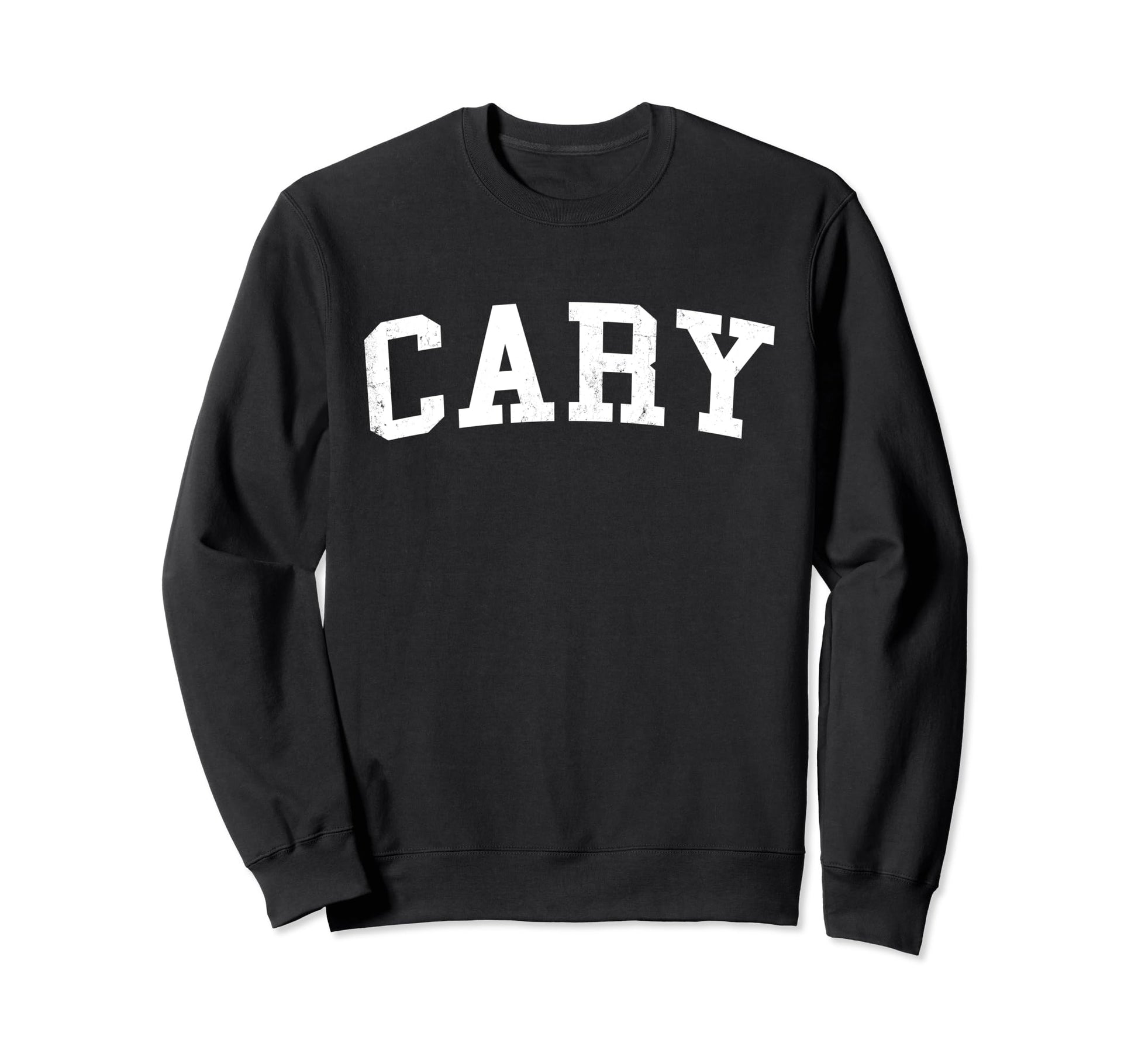 Cary Il Distressed White Varsity Sweatshirt - Fun Novelty Design Unisex - T-Shirt, Sweatshirt, Hoodie