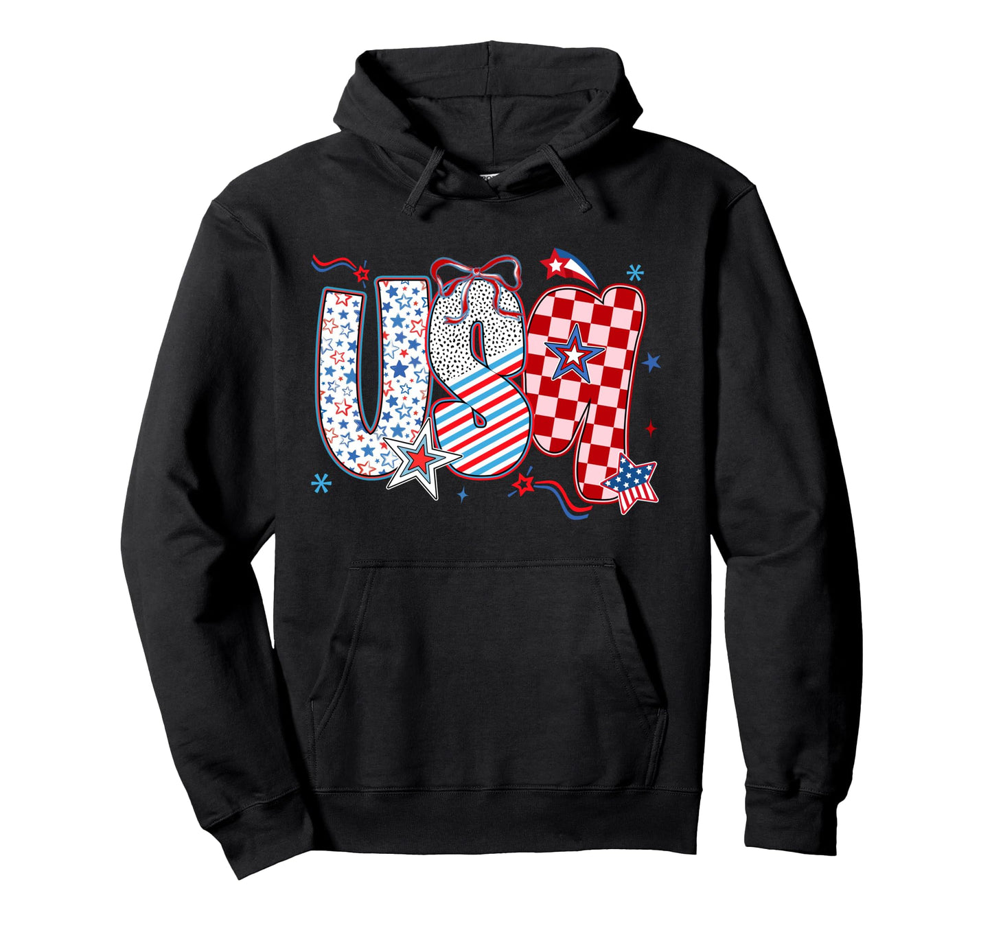 Coquette July 4Th Usa American Stars Hoodie - Minimalist Print Men Women - T-Shirt, Sweatshirt, Hoodie