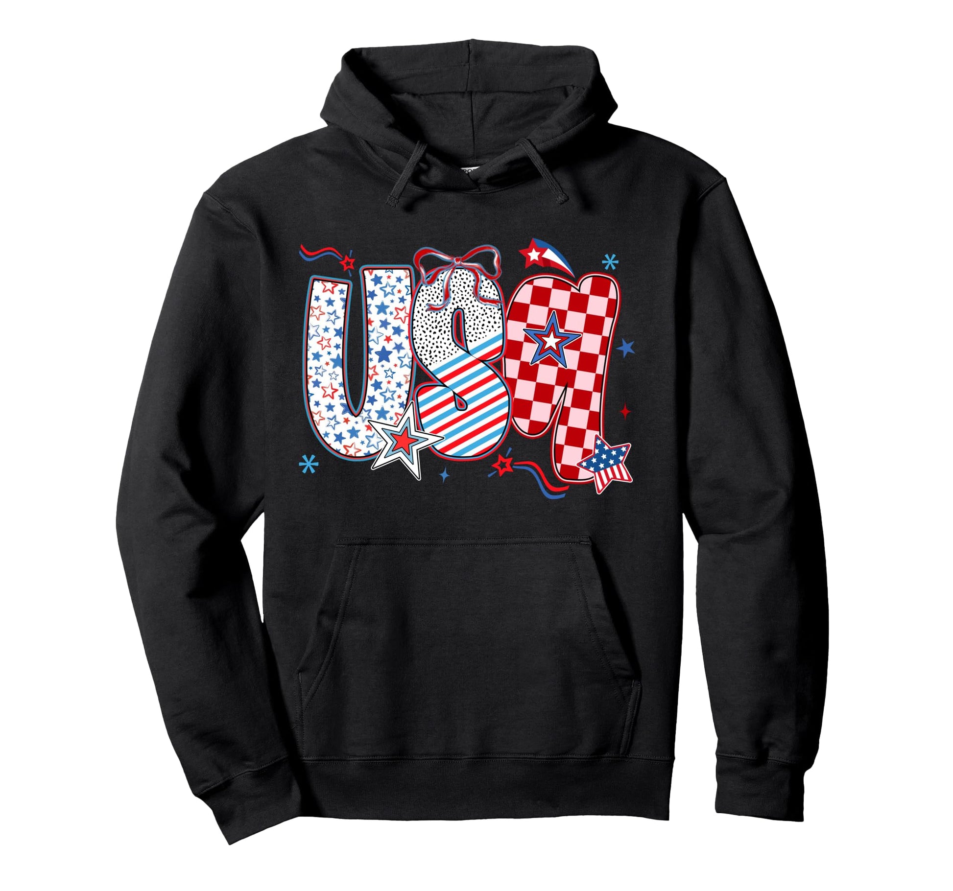 Coquette July 4Th Usa American Stars Hoodie - Minimalist Print Men Women - T-Shirt, Sweatshirt, Hoodie