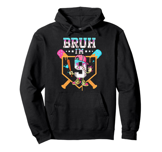 Baseball Drip 9 Year Old Ice Cream Drip Hoodie - Unique Graphic Men Women - T-Shirt, Sweatshirt, Hoodie