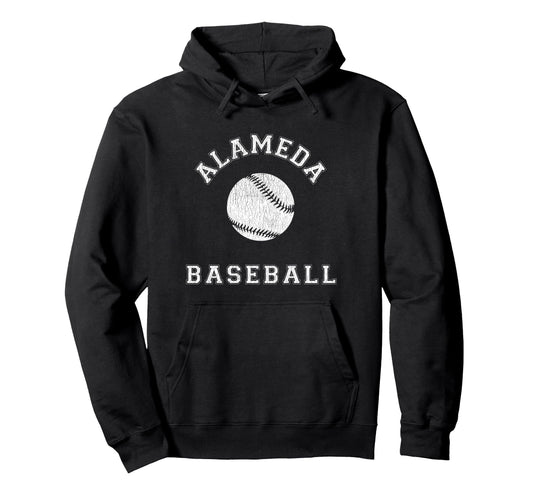 Alameda Baseball Distressed Hoodie - Streetwear Style Men Women - T-Shirt, Sweatshirt, Hoodie