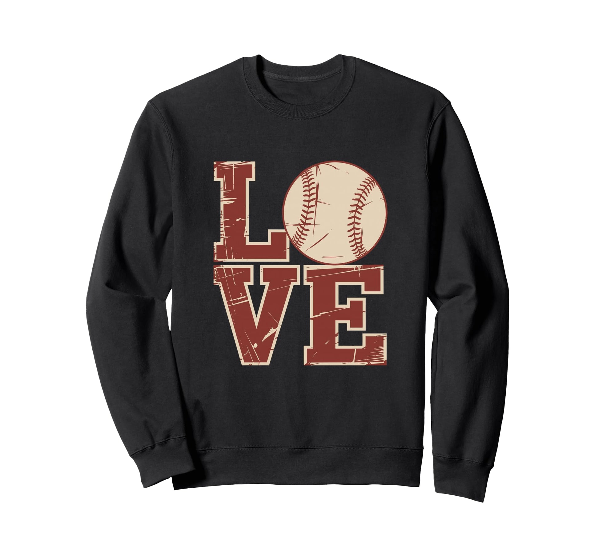 Baseball Love Distressed Lettering Sweatshirt - Graphic Print Unisex - T-Shirt, Sweatshirt, Hoodie