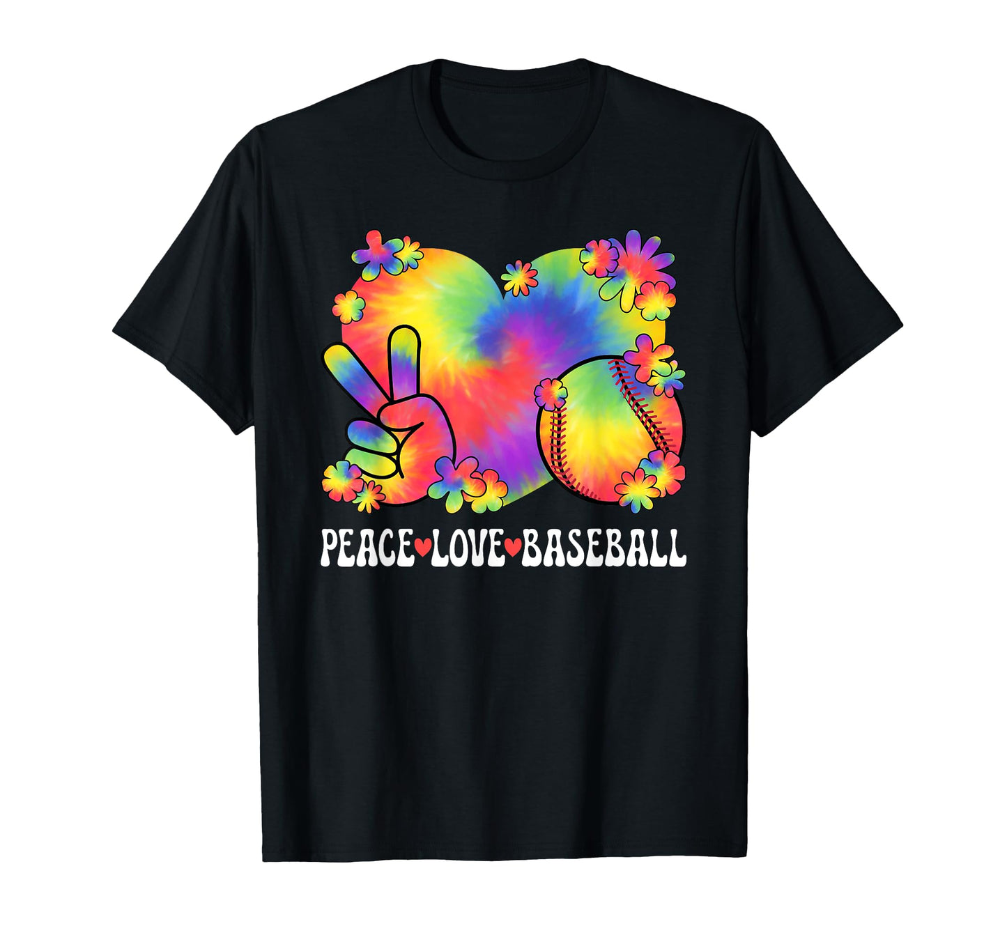 Peace Love Baseball Lover 60S 70S T-Shirt - Fun Novelty Design Unisex - T-Shirt, Sweatshirt, Hoodie