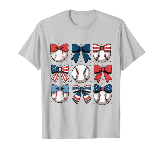 Baseball Coquette Bow 4Th July T-Shirt - Aesthetic Graphic for Adults - T-Shirt, Sweatshirt, Hoodie