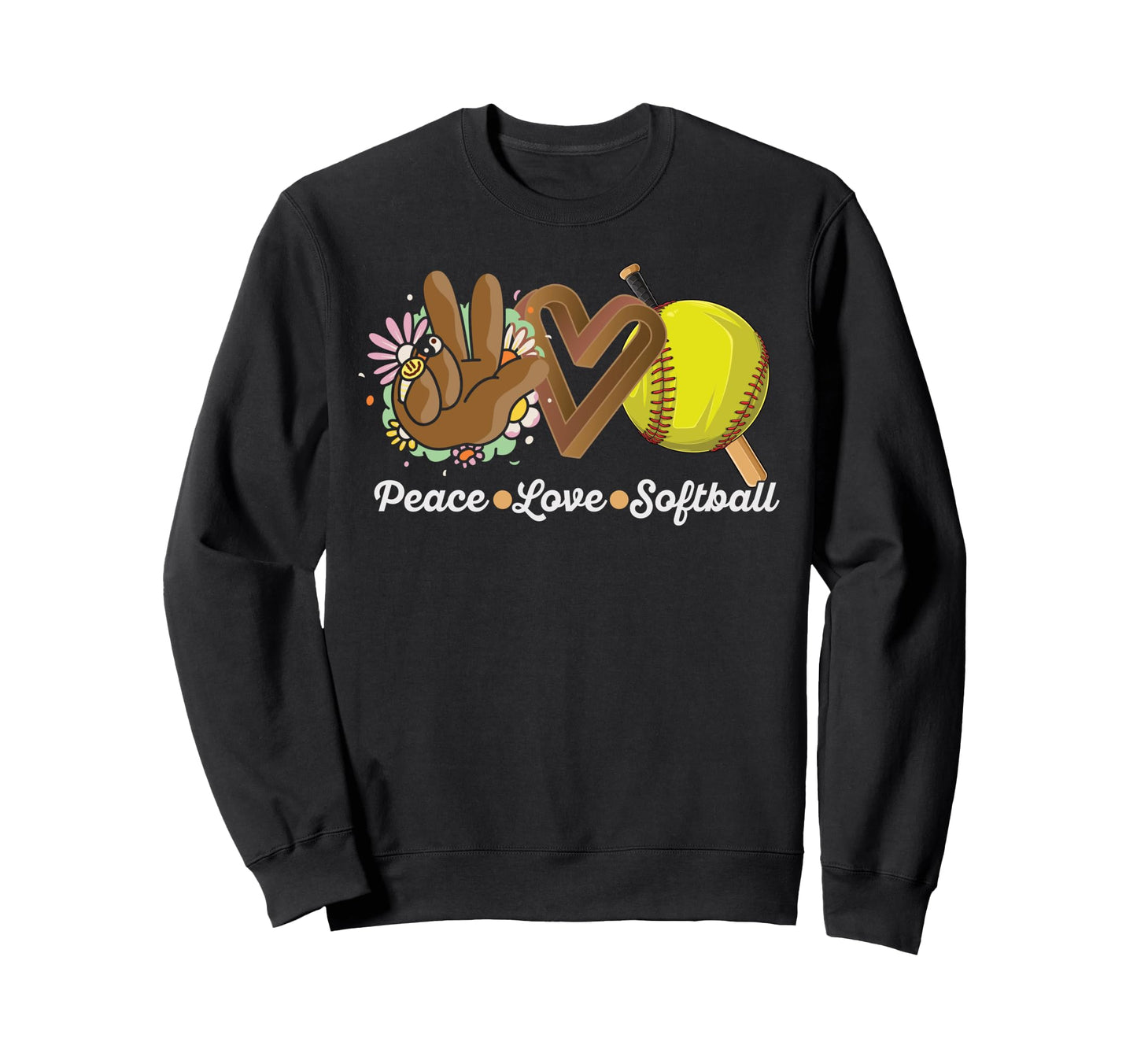 Peace Love Softball Sweatshirt - Minimalist Print Men Women - T-Shirt, Sweatshirt, Hoodie
