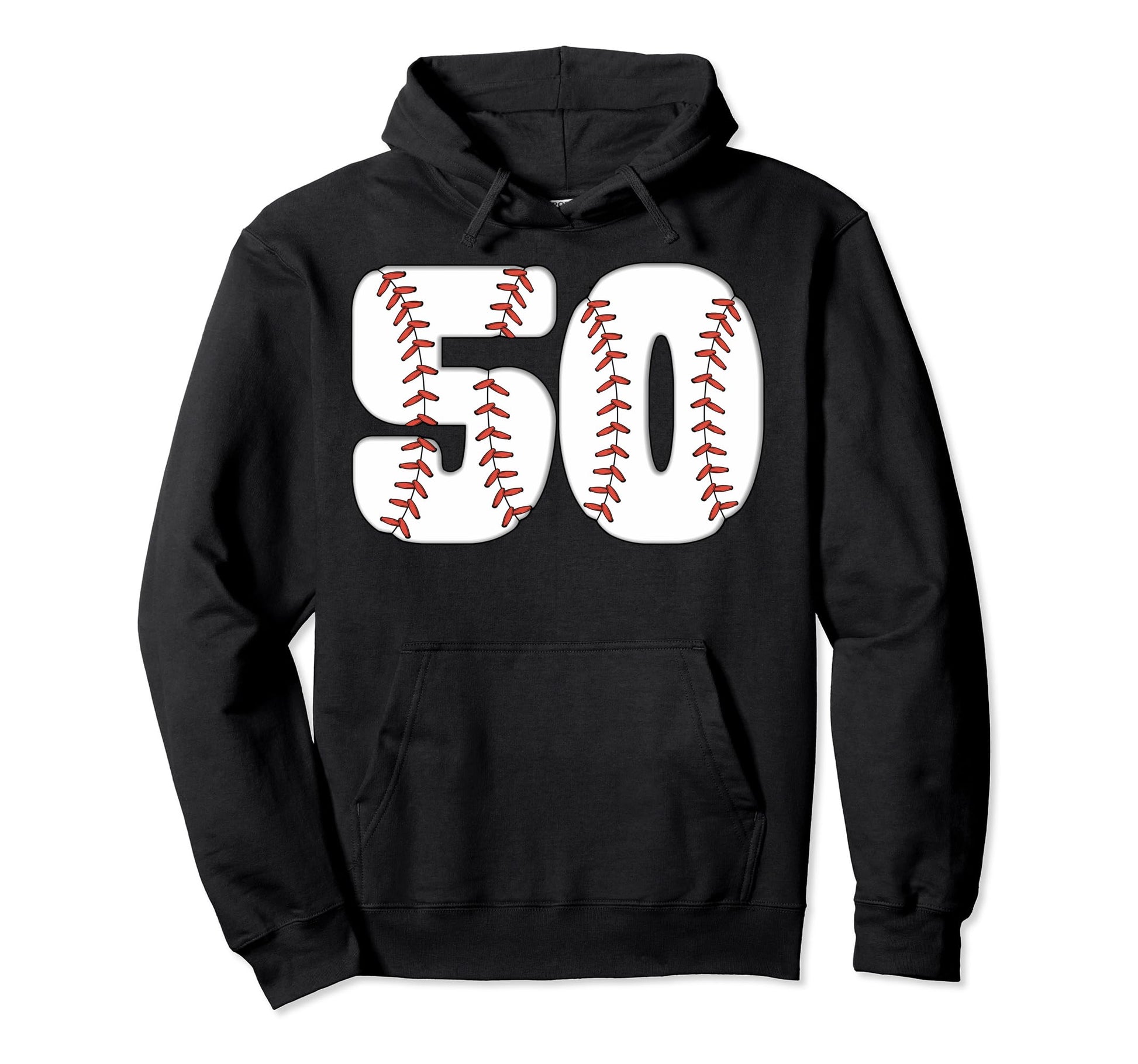 Baseball Number 50 Baseball Birthday Hoodie - Novelty Apparel for Adults - T-Shirt, Sweatshirt, Hoodie