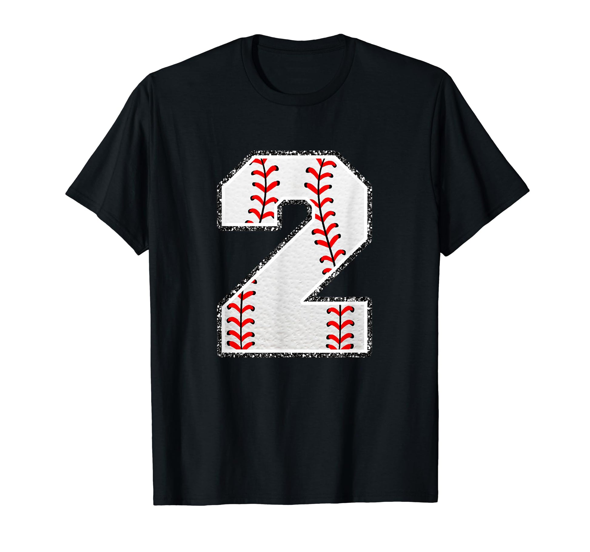 2 Baseball Distressed Number T-Shirt - Fun Novelty Design for Adults - T-Shirt, Sweatshirt, Hoodie