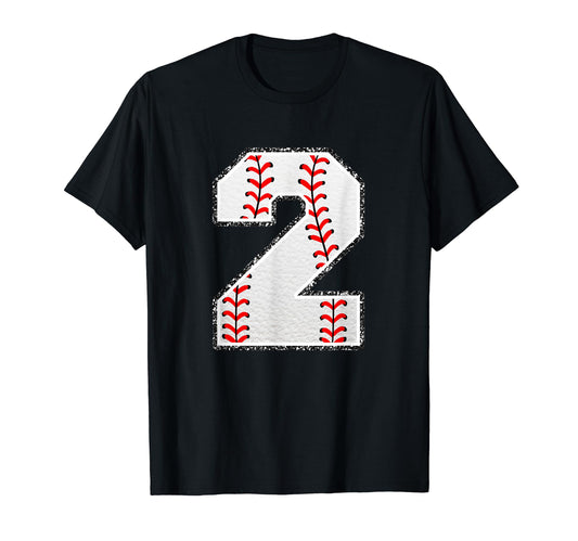 2 Baseball Distressed Number T-Shirt - Fun Novelty Design for Adults - T-Shirt, Sweatshirt, Hoodie