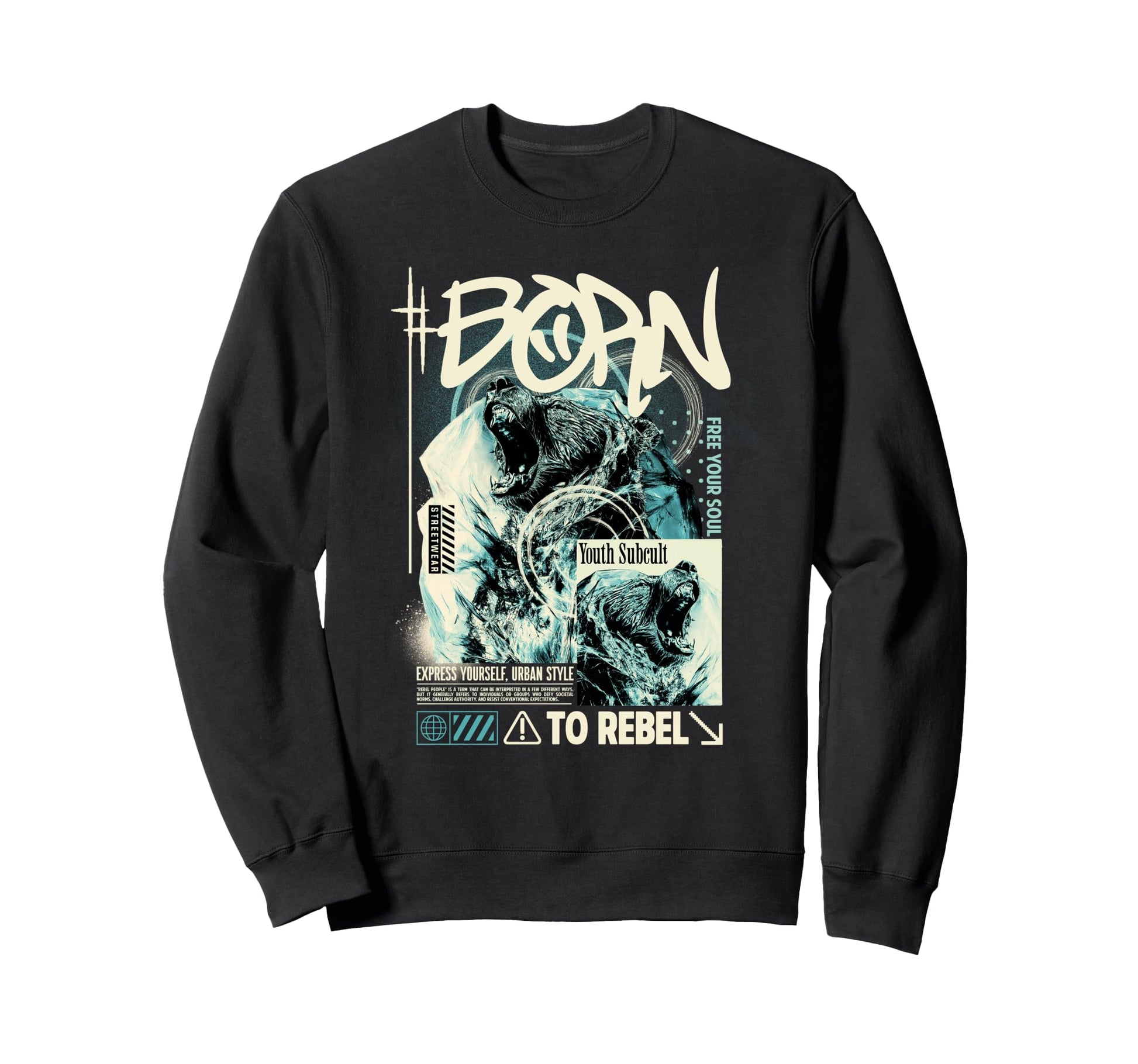 Y2K Rebel Bold Urban Graffiti Sweatshirt - Novelty Apparel for Adults - T-Shirt, Sweatshirt, Hoodie