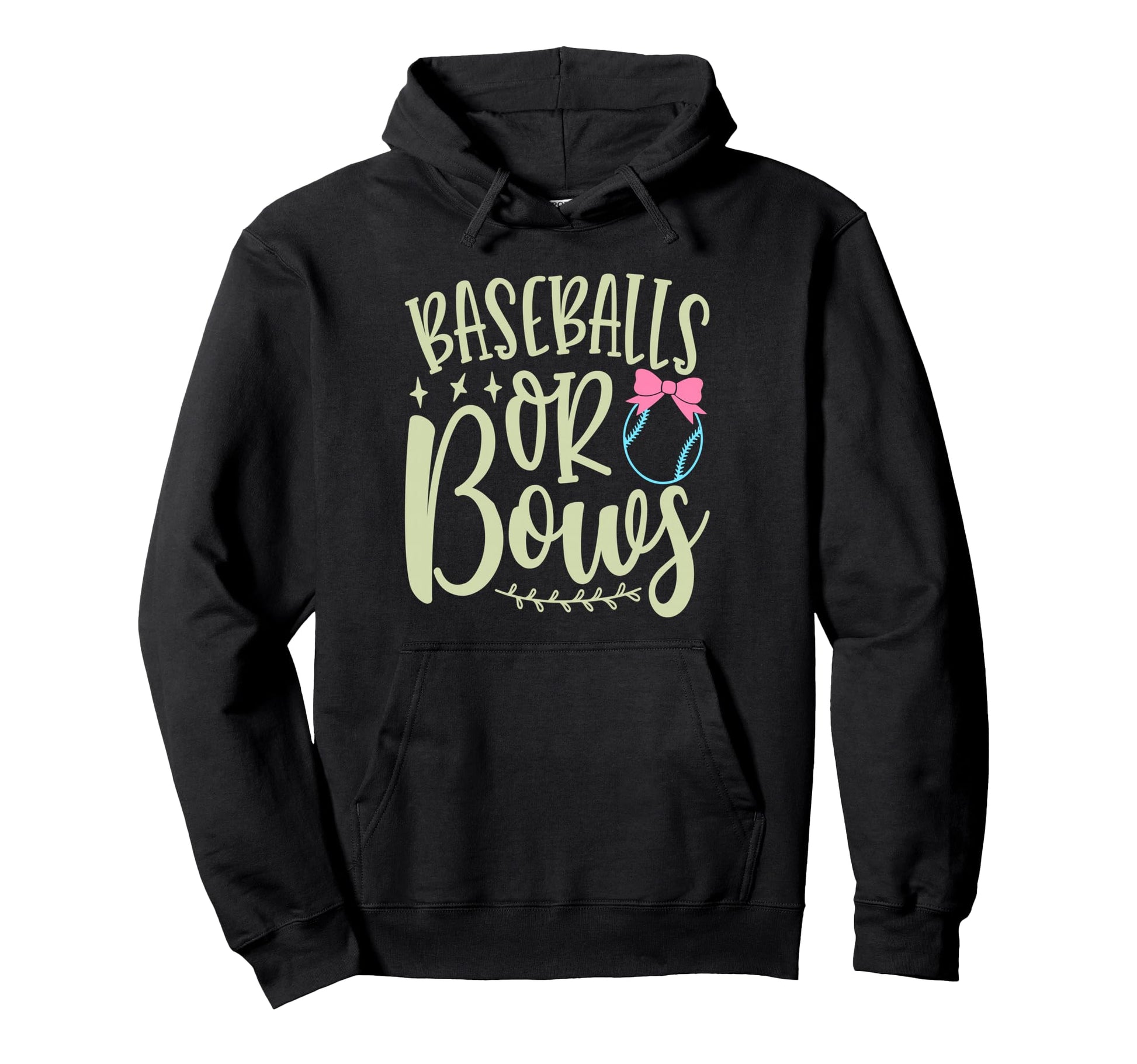 Baseballs Or Bows Gender Reveal Hoodie - Casual Everyday Wear Men Women - T-Shirt, Sweatshirt, Hoodie