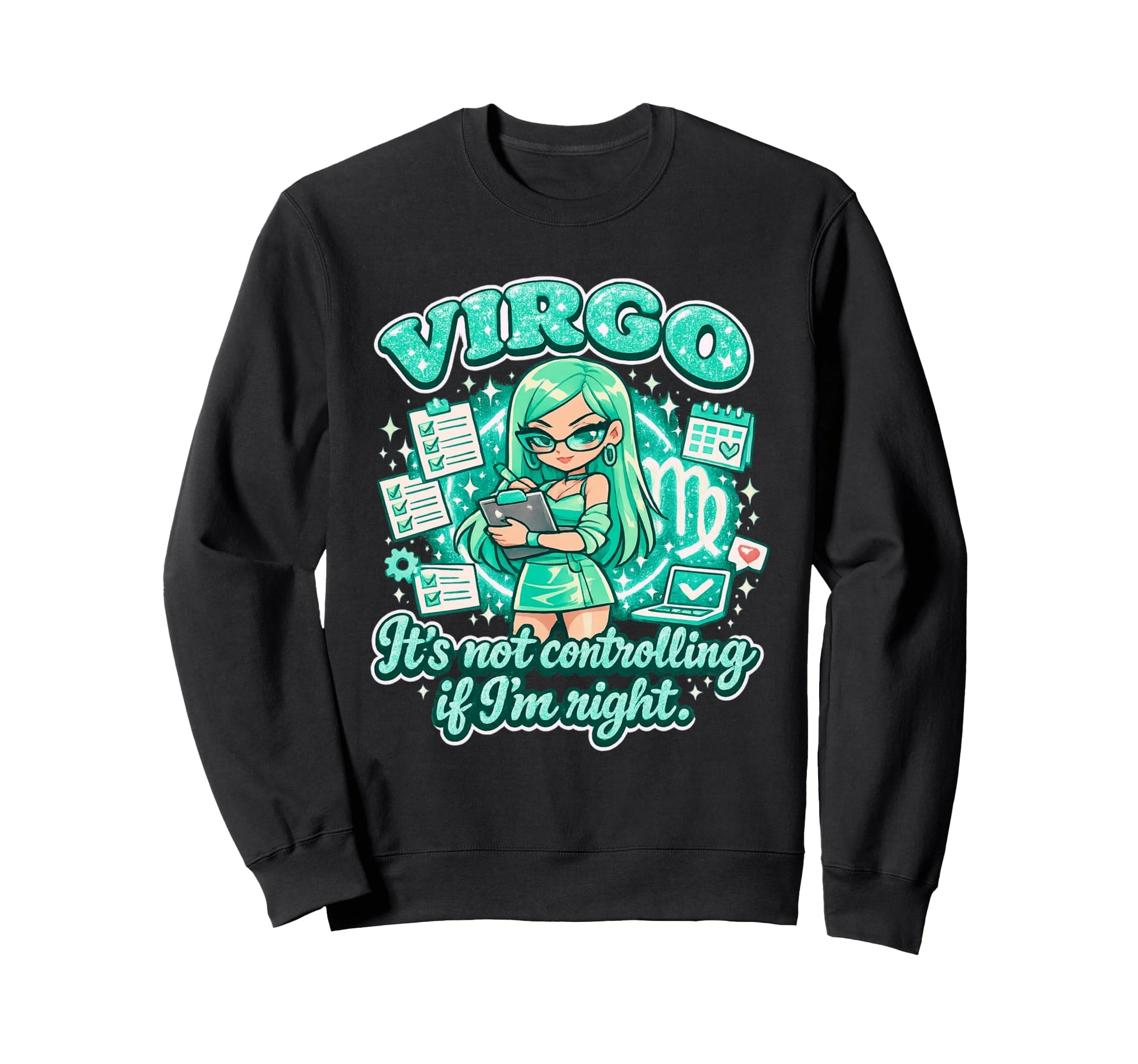 Virgo Bratcore Aesthetic Green Y2K Sweatshirt - Novelty Apparel for Adults - T-Shirt, Sweatshirt, Hoodie
