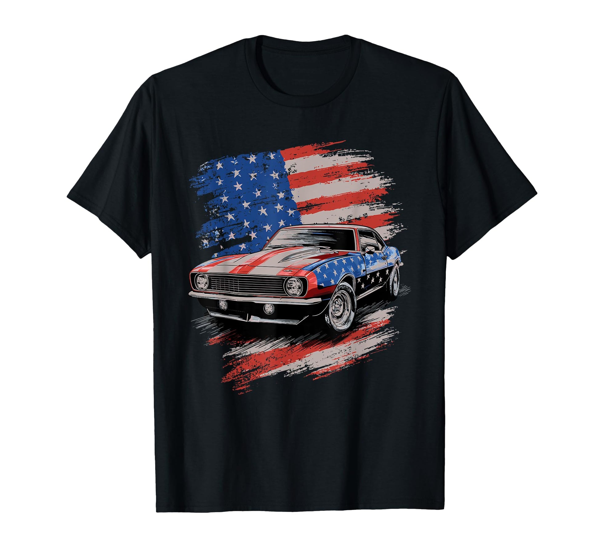 Muscle Car American Flag T-Shirt - Novelty Apparel Unisex - T-Shirt, Sweatshirt, Hoodie