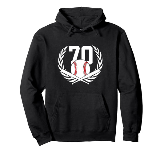 70 Years Number 70 Baseball 70Th Hoodie - Casual Everyday Wear Men Women - T-Shirt, Sweatshirt, Hoodie