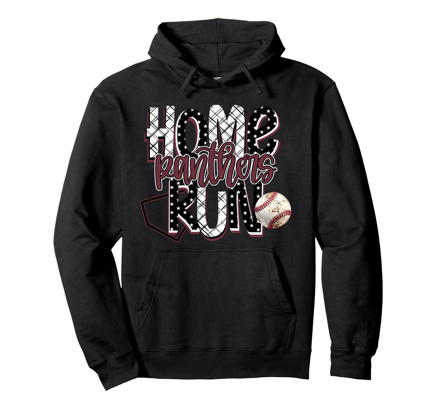 Home Run Panthers Baseball Maroon Panther Hoodie - Minimalist Print Unisex - T-Shirt, Sweatshirt, Hoodie