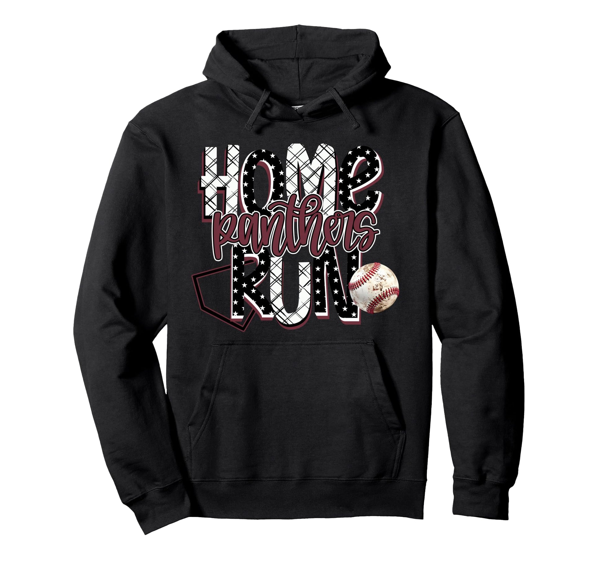 Home Run Panthers Baseball Maroon Panther Hoodie - Minimalist Print Unisex - T-Shirt, Sweatshirt, Hoodie