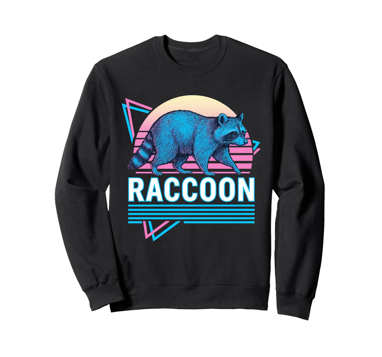 Raccoon Synthwave Aesthetic Animal Sweatshirt - Graphic Print for Adults - T-Shirt, Sweatshirt, Hoodie