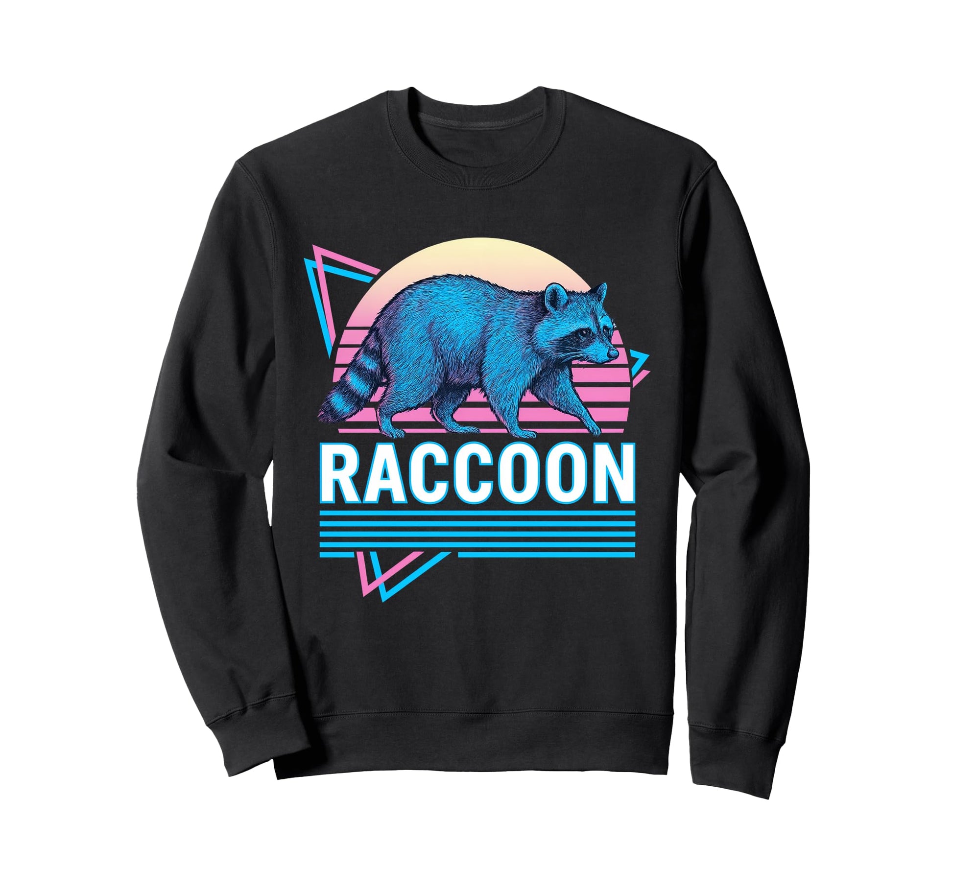 Raccoon Synthwave Aesthetic Animal Sweatshirt - Graphic Print for Adults - T-Shirt, Sweatshirt, Hoodie