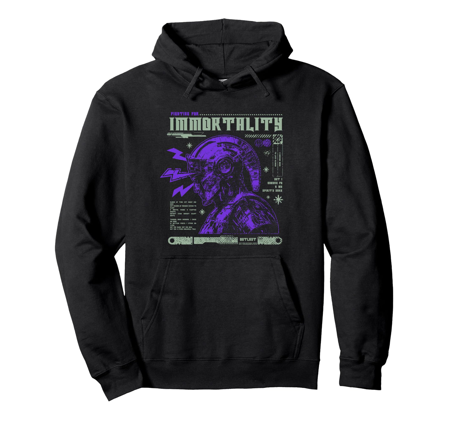 Y2K Immortality Bold Urban Graffiti Hoodie - Novelty Apparel for Adults - T-Shirt, Sweatshirt, Hoodie