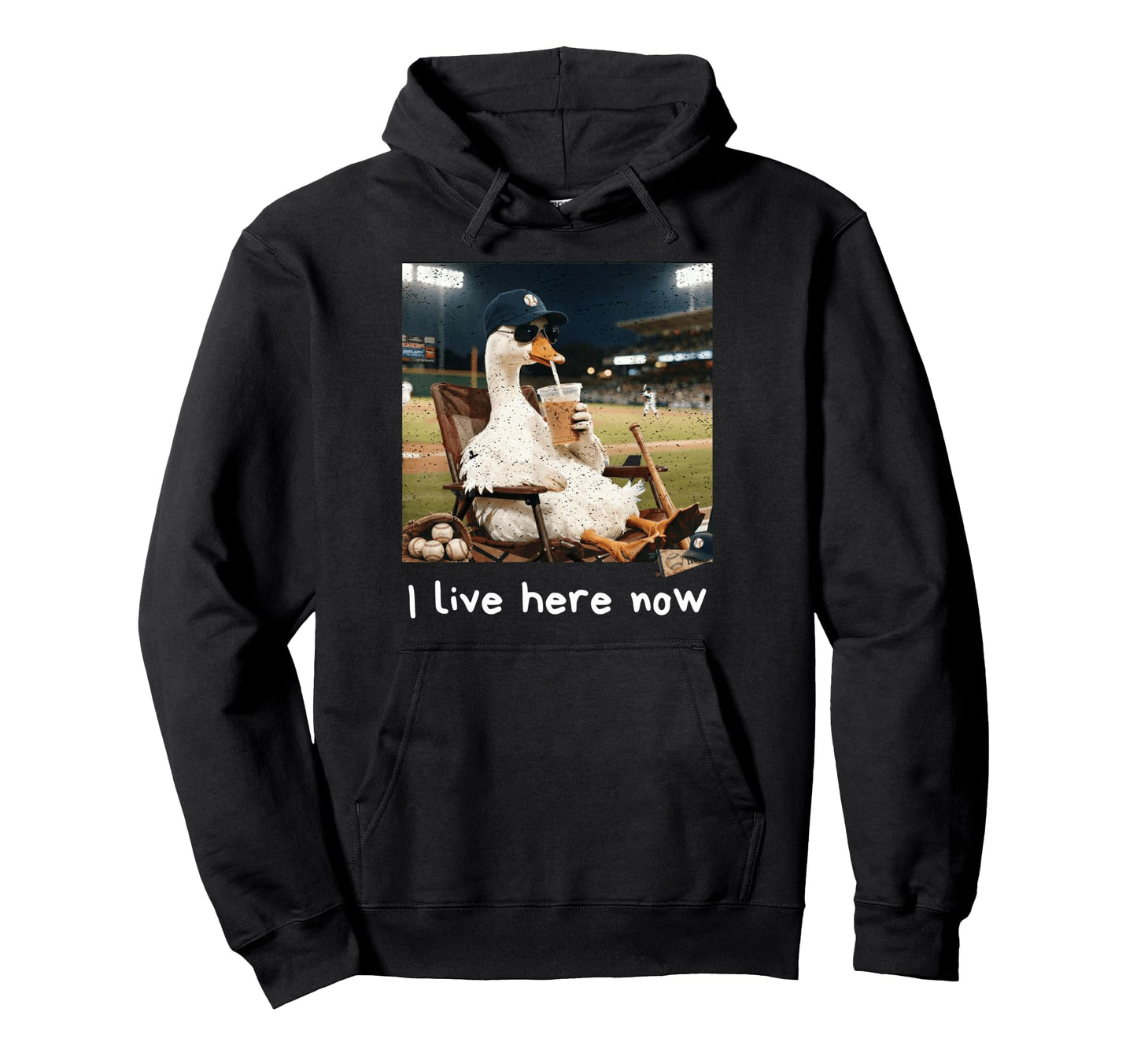 Funny Goose Baseball Field Ballfield I Live Hoodie - Trendy Graphic Unisex - T-Shirt, Sweatshirt, Hoodie