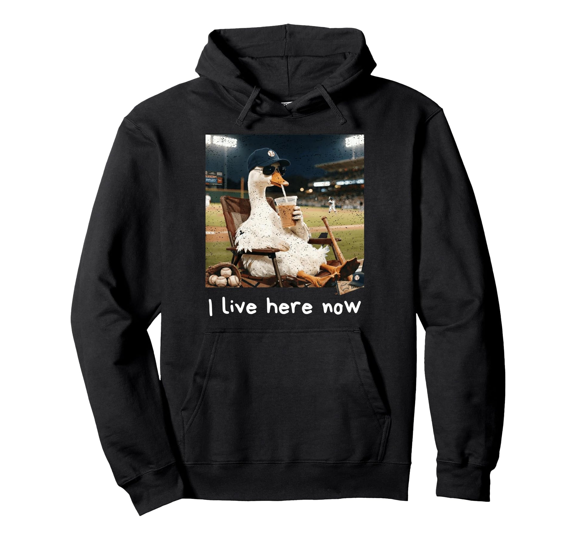 Funny Goose Baseball Field Ballfield I Live Hoodie - Trendy Graphic Unisex - T-Shirt, Sweatshirt, Hoodie