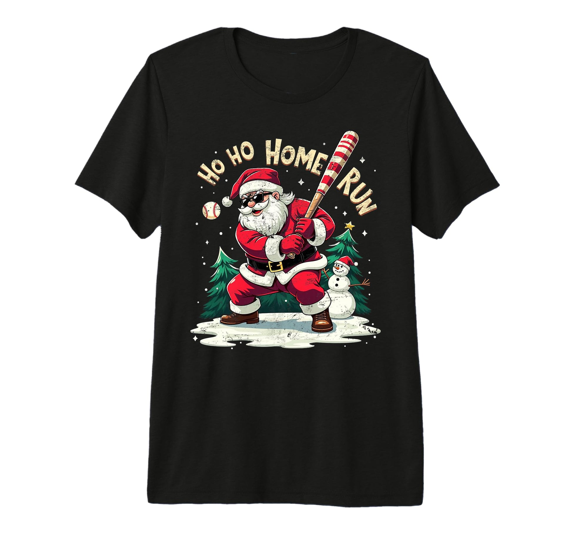 Santa Playing Baseball Ho Ho Home T-Shirt - Aesthetic Graphic Men Women - T-Shirt, Sweatshirt, Hoodie