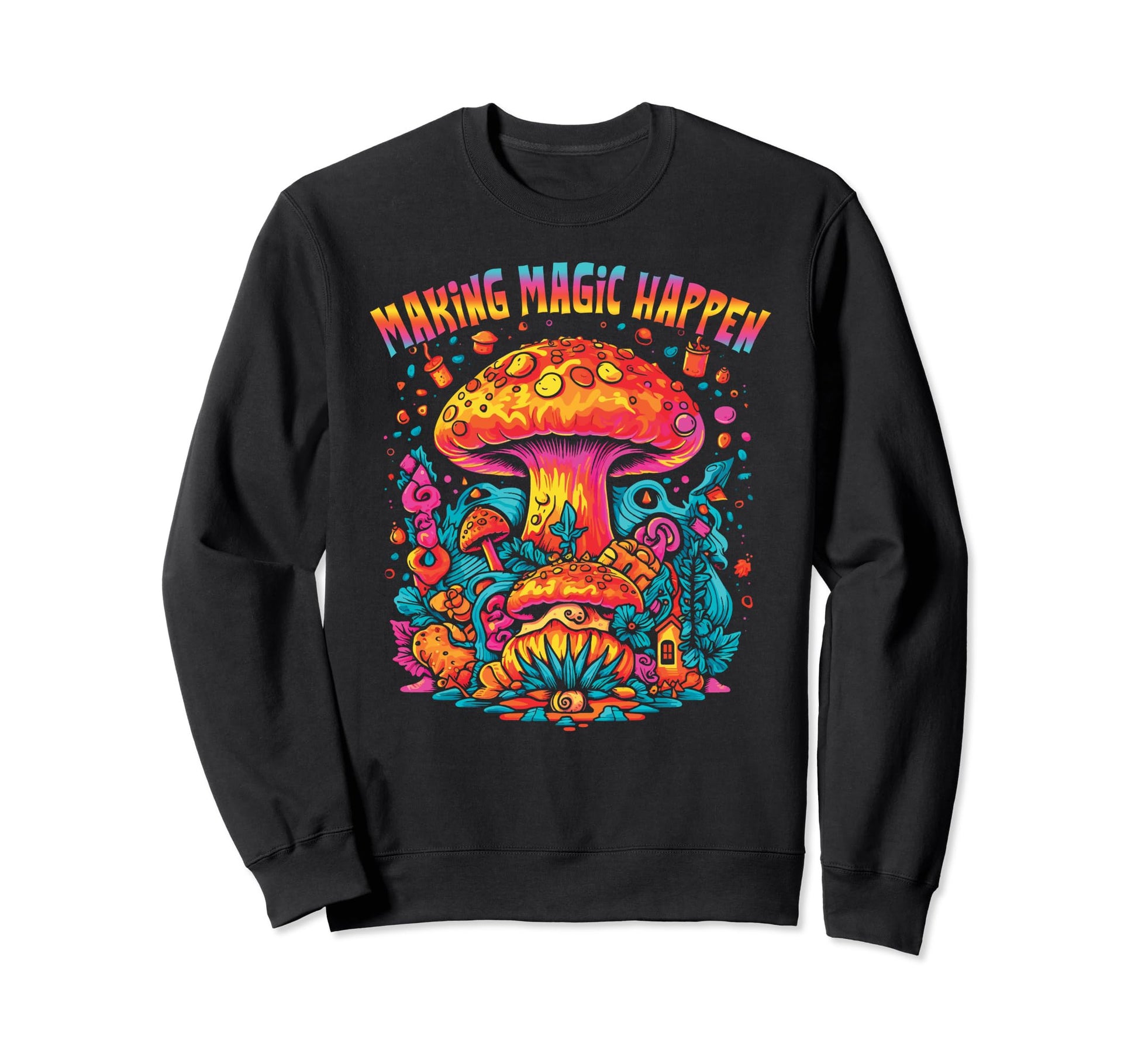 Magic Mushrooms Psychedelic Trip Sweatshirt - Novelty Apparel for Adults - T-Shirt, Sweatshirt, Hoodie