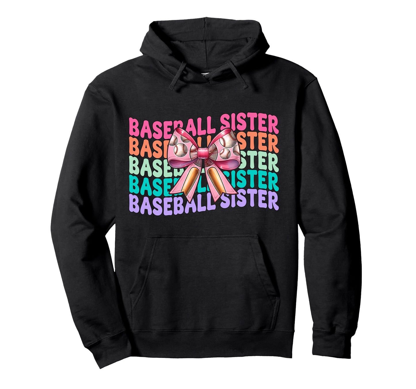 Baseball Sister Baseball Coquette Bow Hoodie - Custom Art Print for Adults - T-Shirt, Sweatshirt, Hoodie